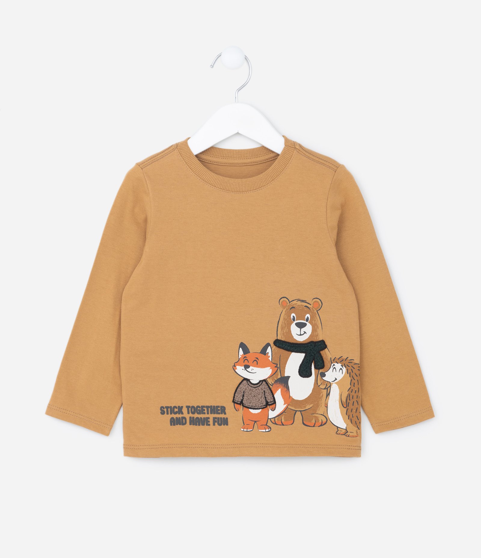 Camiseta Infantil com Estampa de Bichinhos com Roupas Bordadas - Tam 1 a 5 anos Bege 1