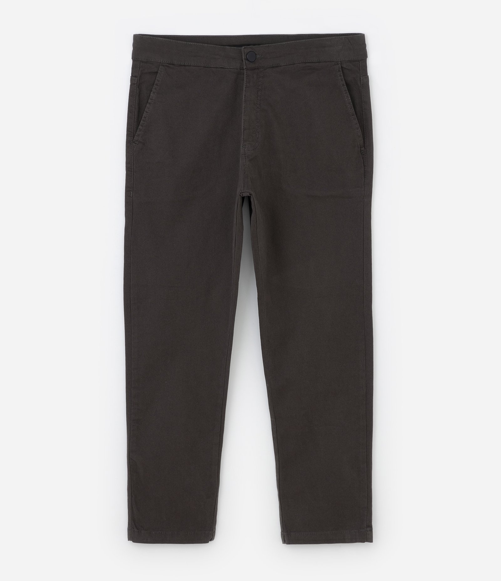 Calça Slim em Sarja com Bolsos Cinza Chumbo 6