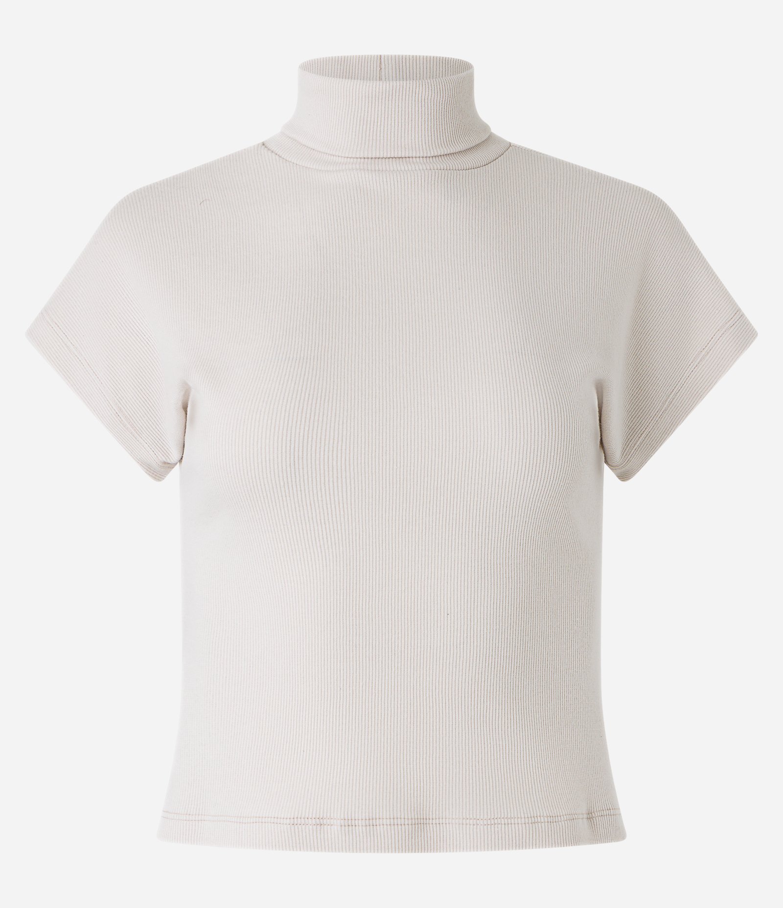 Blusa em Ribana com Gola Alta Bege 5