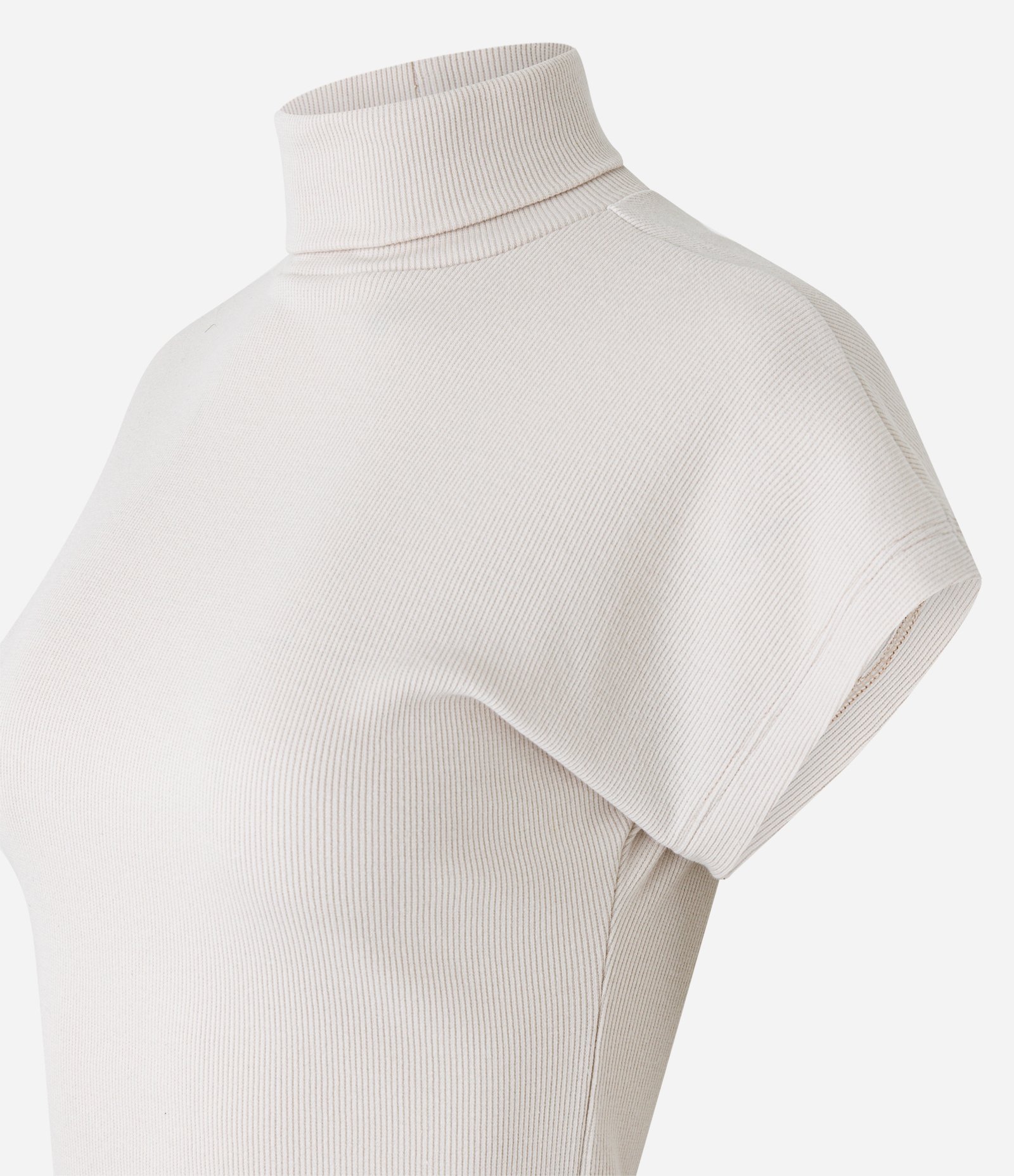 Blusa em Ribana com Gola Alta Bege 6