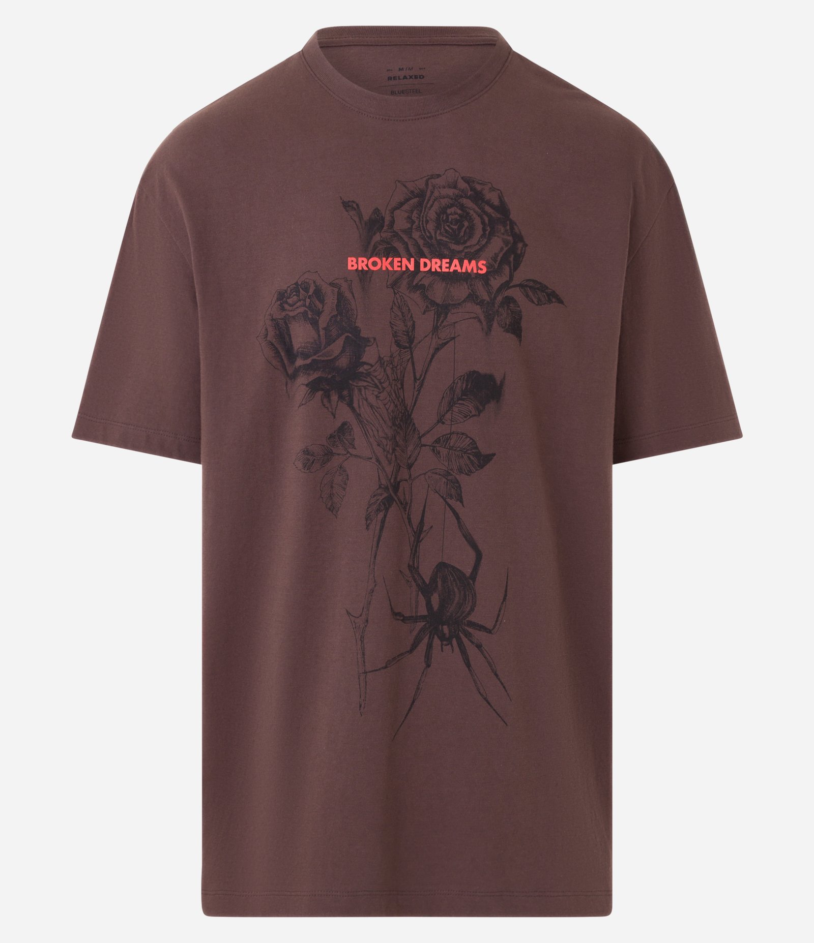 Camiseta Relaxed em Algodão Estampa Rosas e Lettering Marrom 5