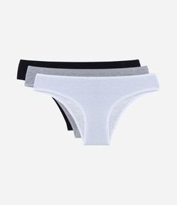 Kit 03 Calcinhas Biquíni com Estampa Poá Delcotton