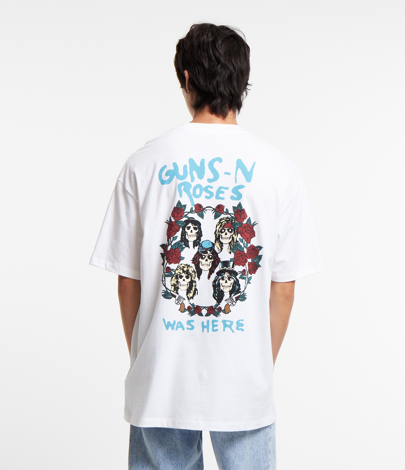 Camiseta Relaxed em Algodão e Estampa Frente e Costas Guns N Roses Branco 3