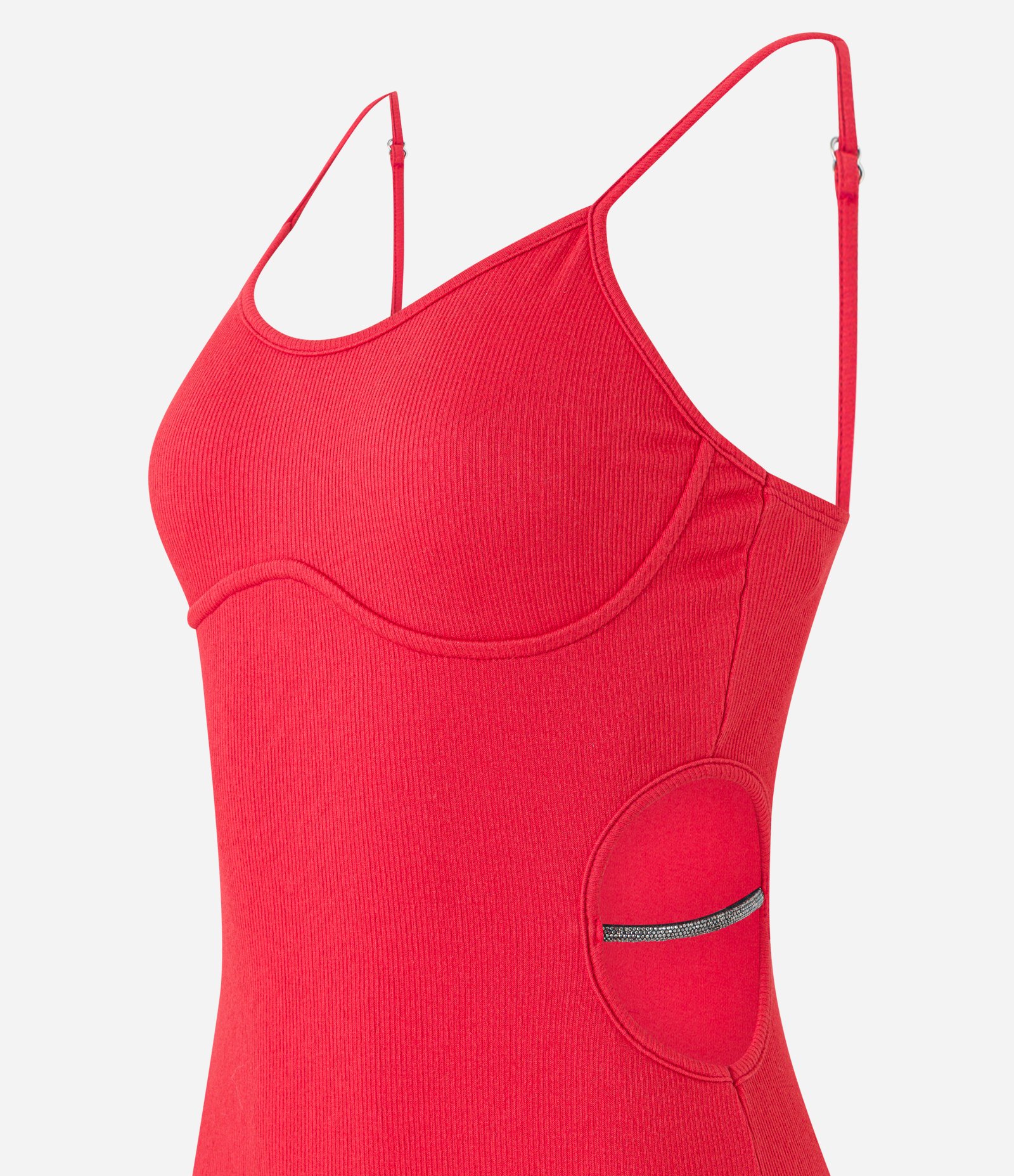 Vestido New Midi em Ribana com Recorte Vazado e Tira de Brilho 6