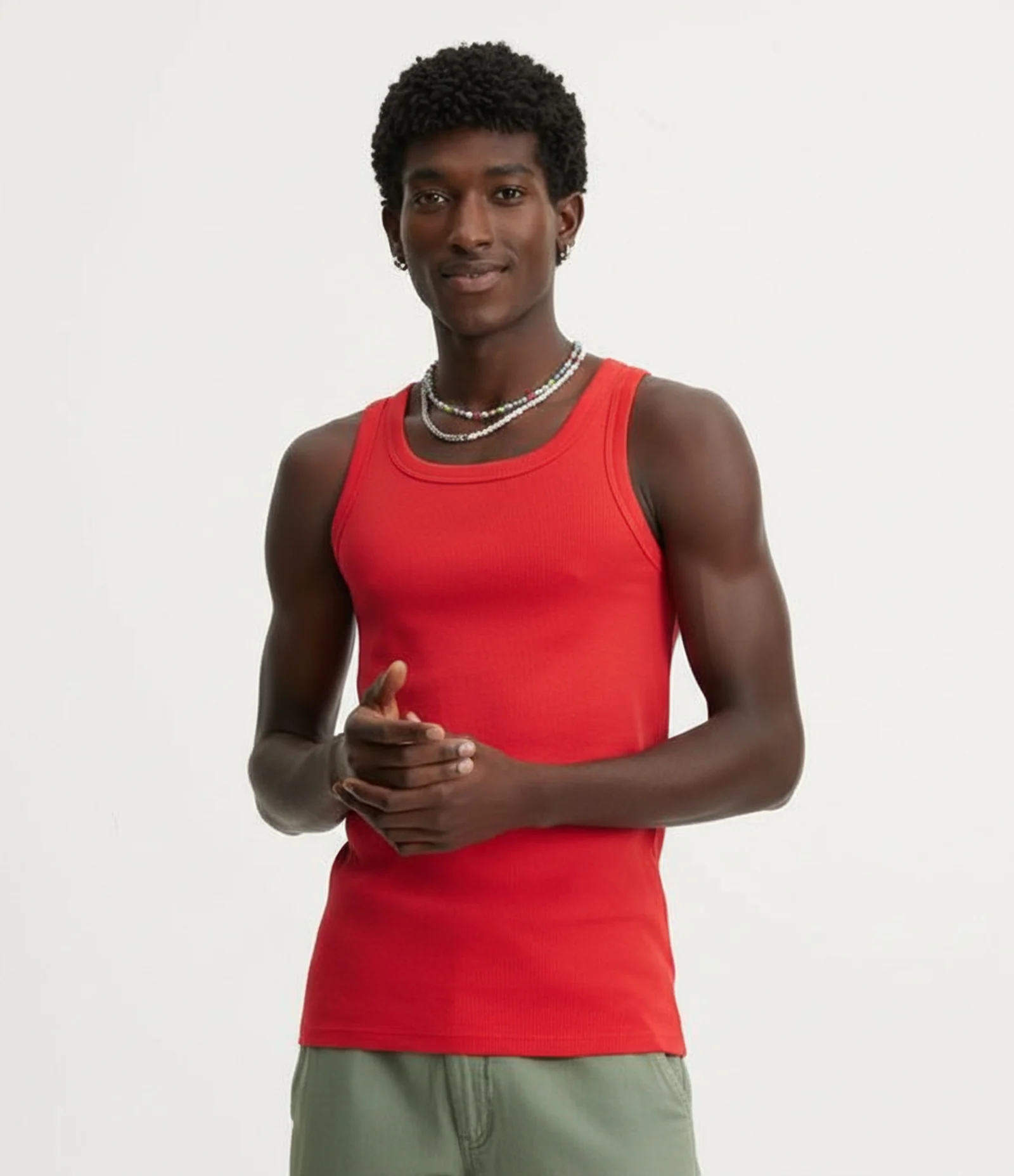 Regata Regular Básica em Ribana de Algodão Vermelho 1