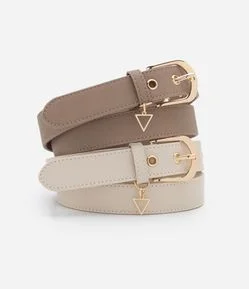 Kit 02 Cintos em PU com Pingente de Triângulo