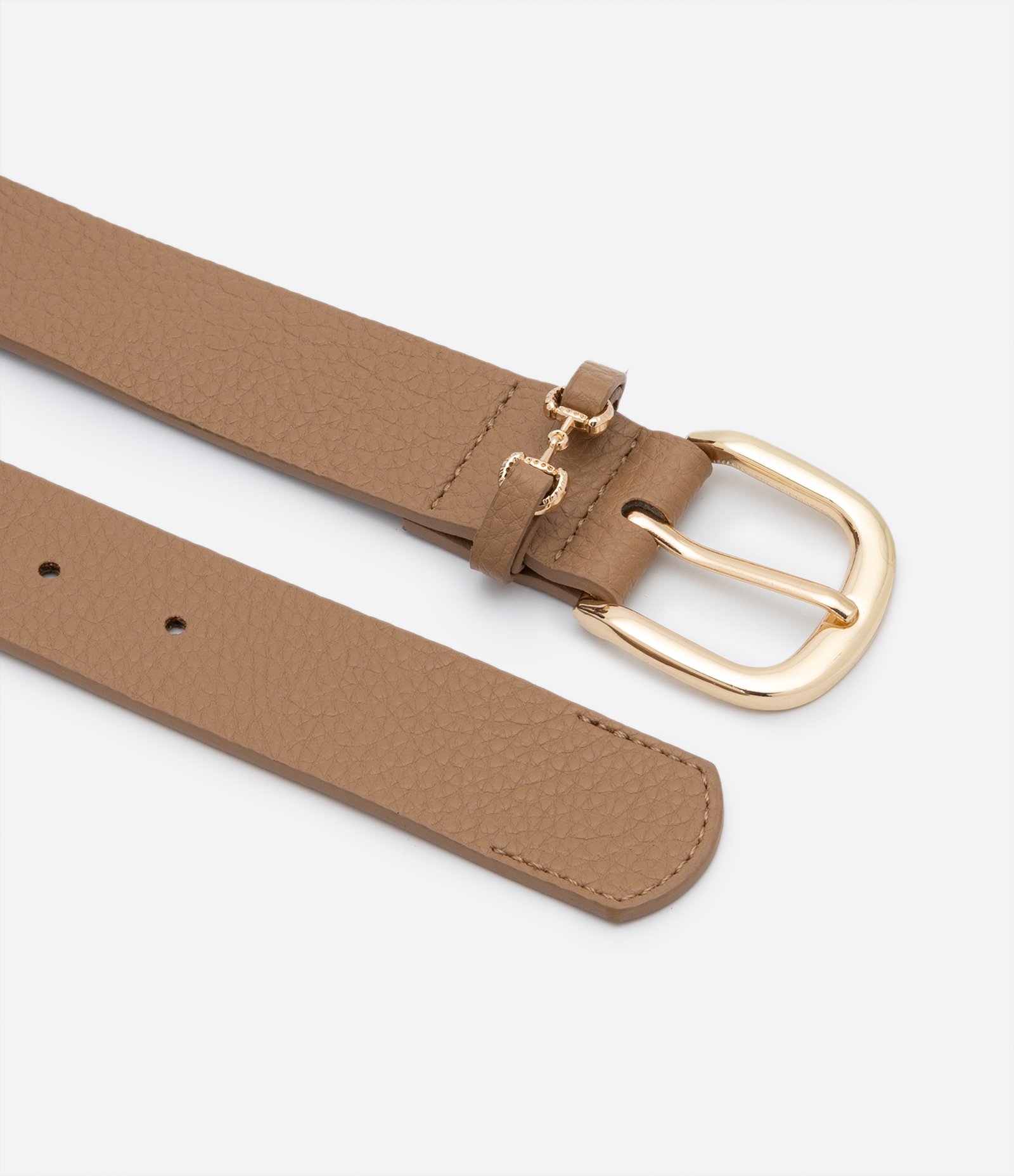 Cinto Médio Texturizado com Detalhe Metalizado no Passante Marrom Caramelo 2