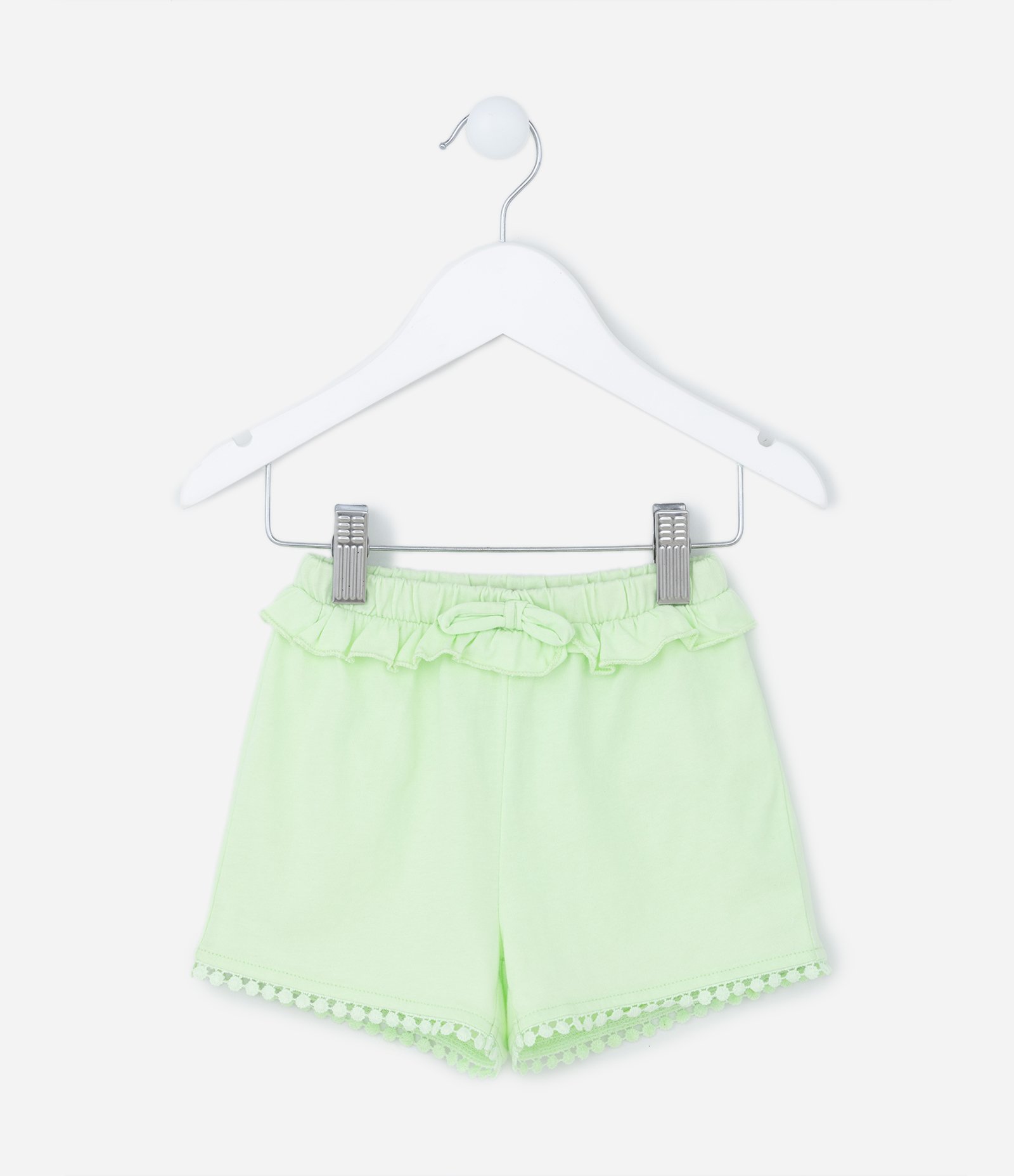 Short Infantil com Babadinhos e Pompons - Tam 1 a 5 Anos Verde 1