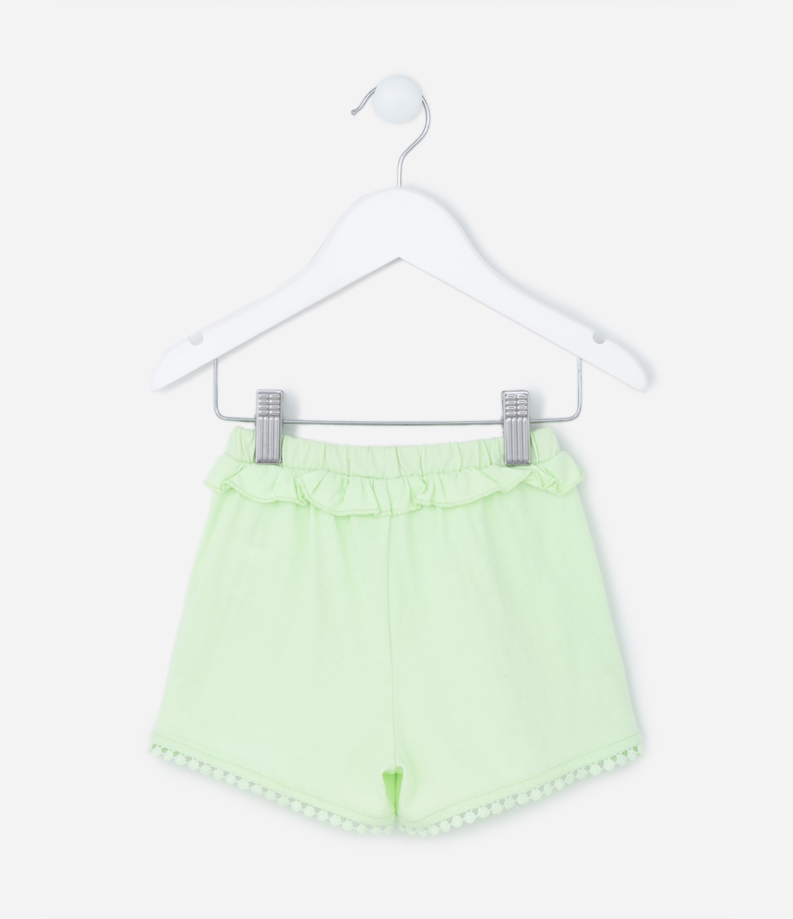 Short Infantil com Babadinhos e Pompons - Tam 1 a 5 Anos Verde 2