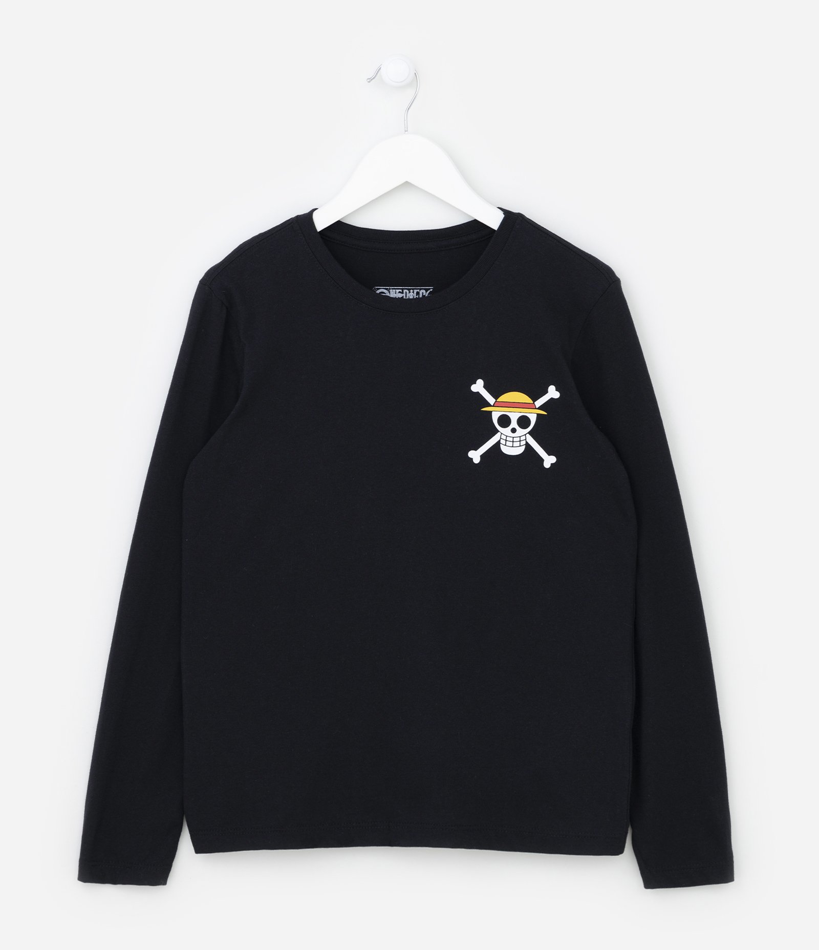 Camiseta Infantil Manga Longa com Estampa dos Chapéus de Palha - Tam 5 a 14 anos Preto 1