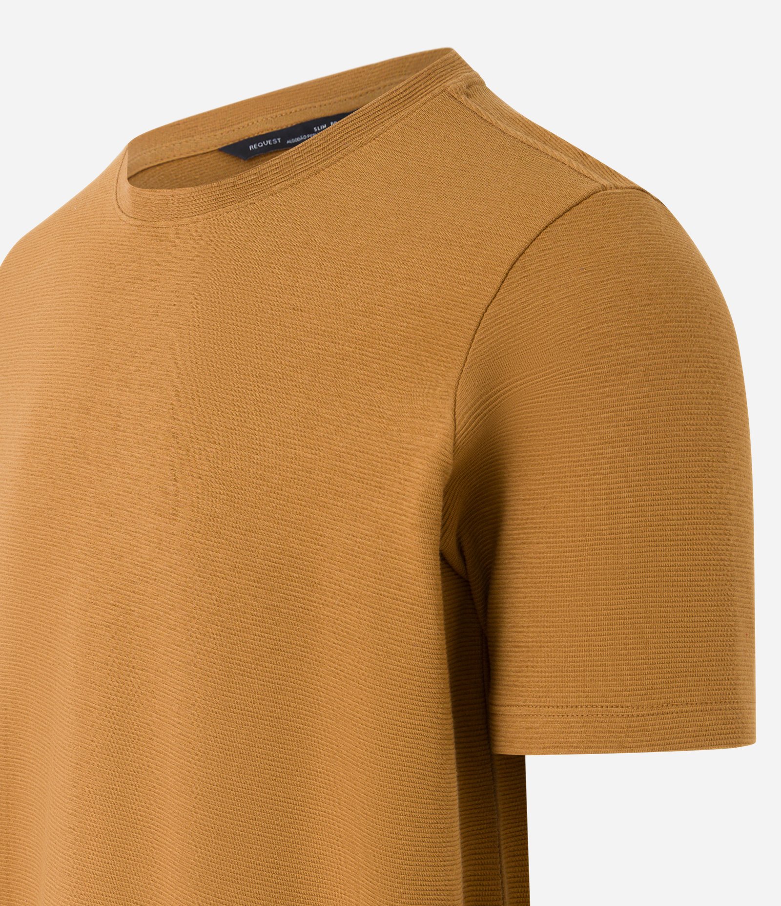 Camiseta Slim em Algodão Peruano com Textura Canelada Amarelo Queimado 6