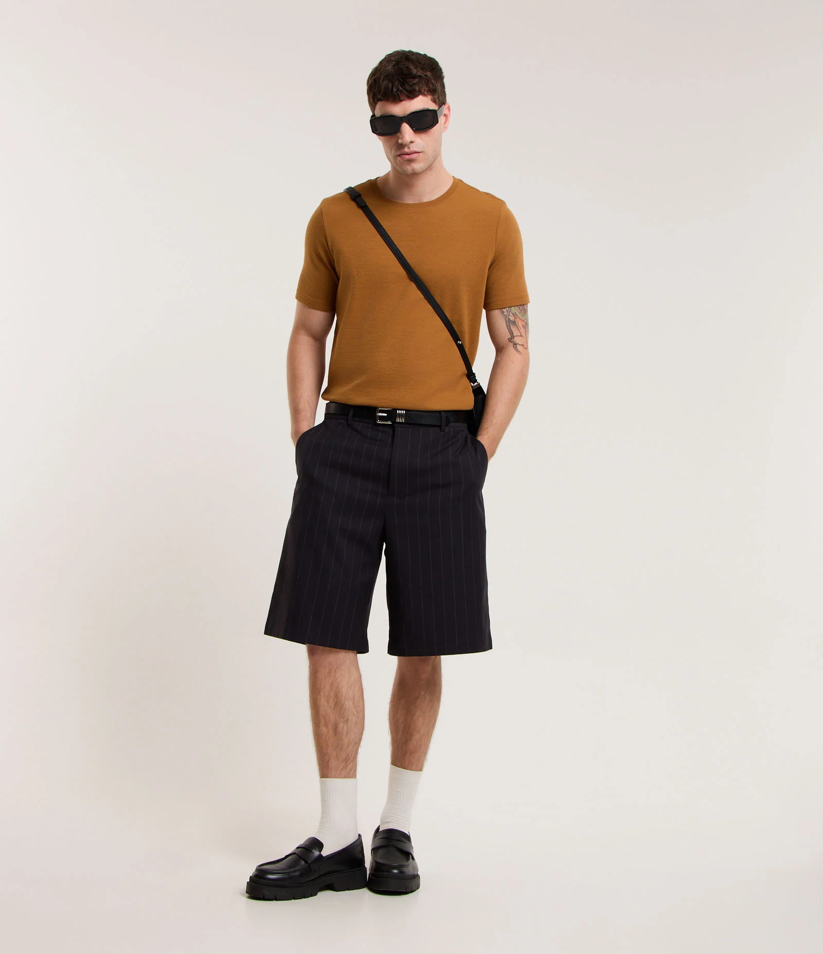 Camiseta Slim em Algodão Peruano com Textura Canelada Amarelo Queimado 2