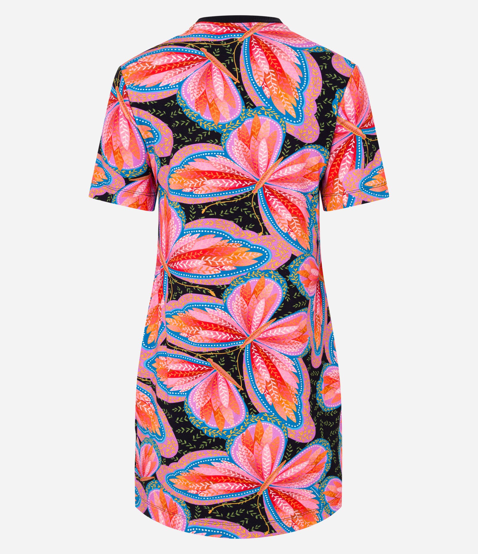 Vestido T-shirt Curto em Viscose com Estampa de Borboletas Preto 7