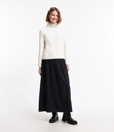 Saia New Midi em Tricoline com Pala Larga Menor preço em Saia New Midi em Tricoline com Pala Larga