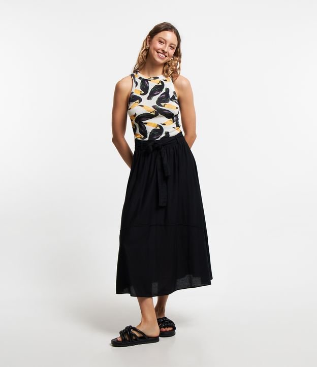 Blusa Regata Nadadora em Ribana com Tucanos Estampados