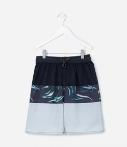 Bermuda Infantil em Microfibra com Estampa Folhagem - Tam 5 a 14 Anos