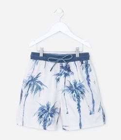 Bermuda Infantil com Estampa de Coqueiros - Tam 5 a 14 Anos