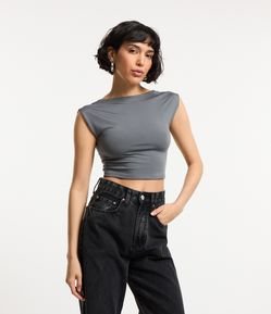 Blusa em Jersey com Costas Abertas e Sem Mangas