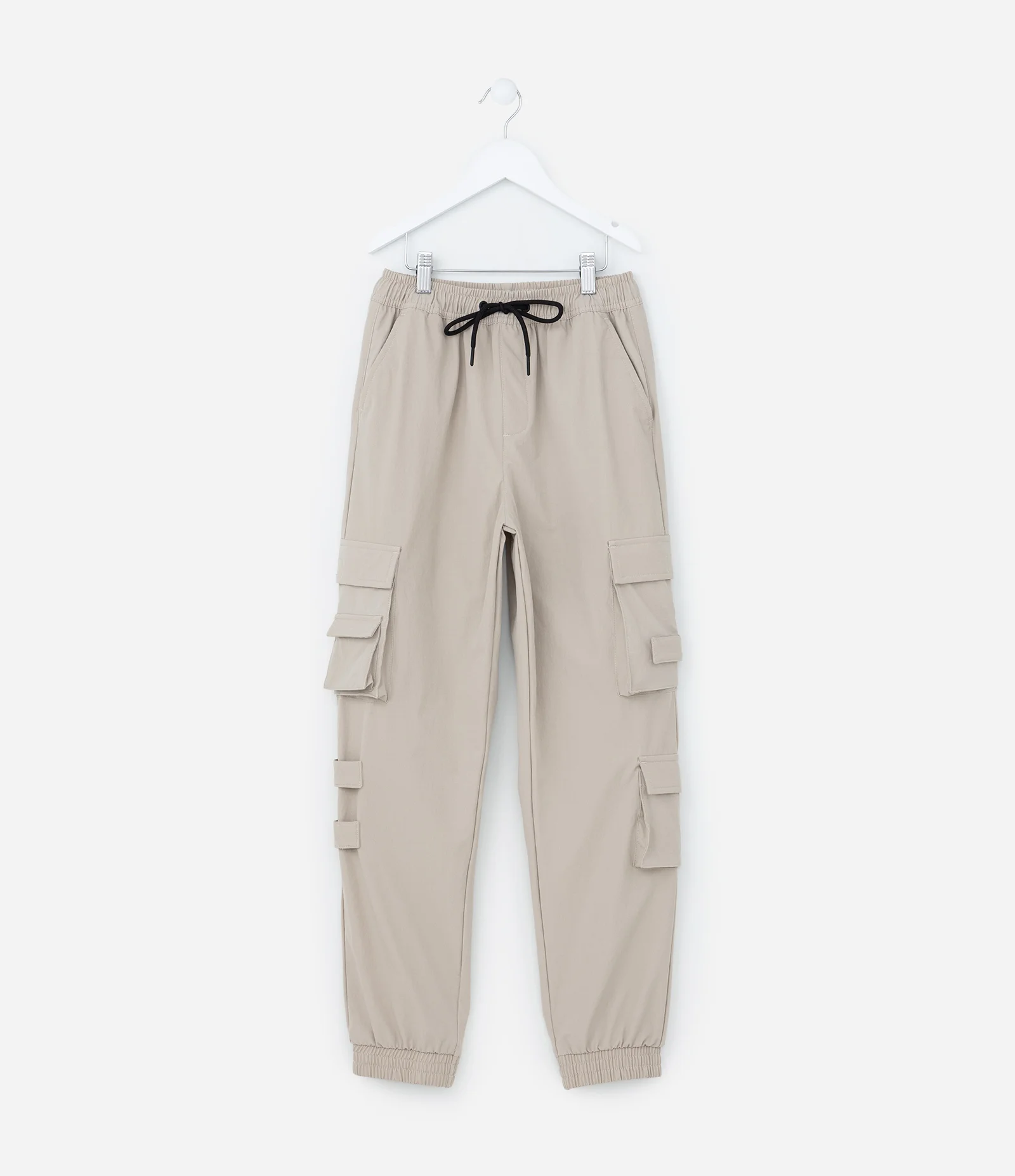 Calça Infantil com Bolsos Cargo e Velcro - Tam 5 a 14 Anos Cinza 1