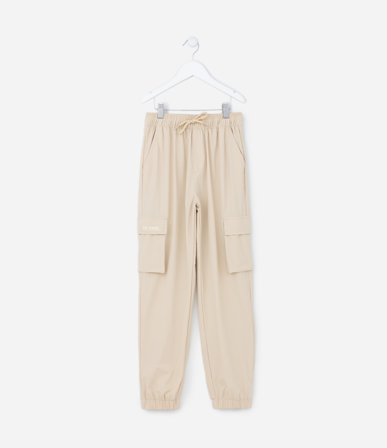 Calça Jogger Infantil com Bolso Cargo - Tam 5 a 14 Anos Bege 1