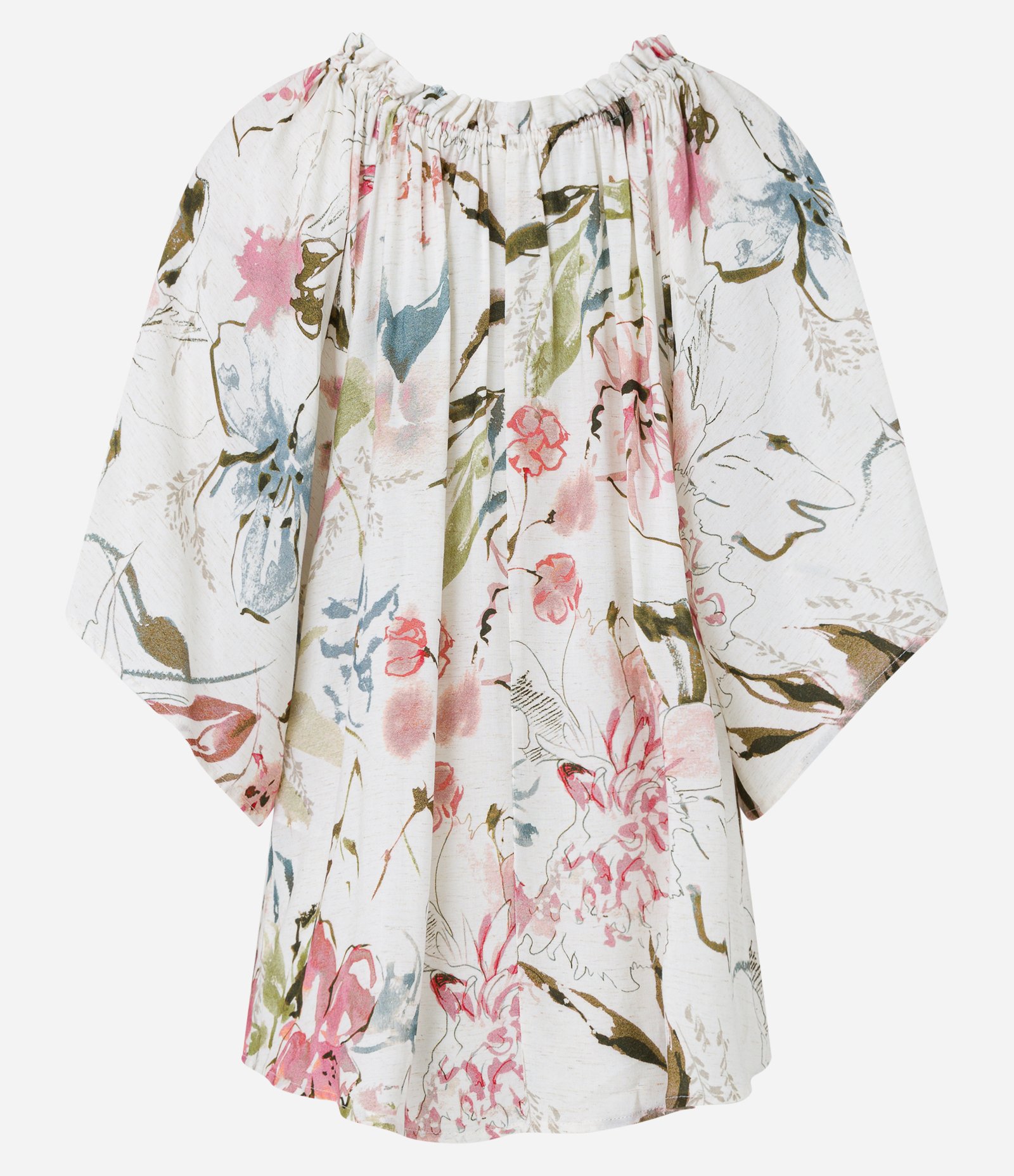 Blusa Ombro a Ombro em Viscolinho com Estampa Floral Off White 7