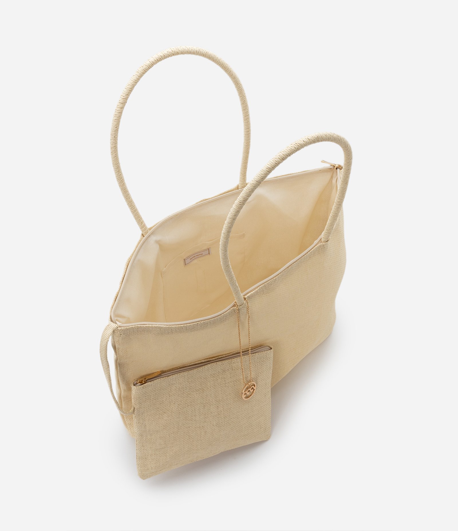 Bolsa de Praia Grande com Alças Finas e Nécessaire Bege 7