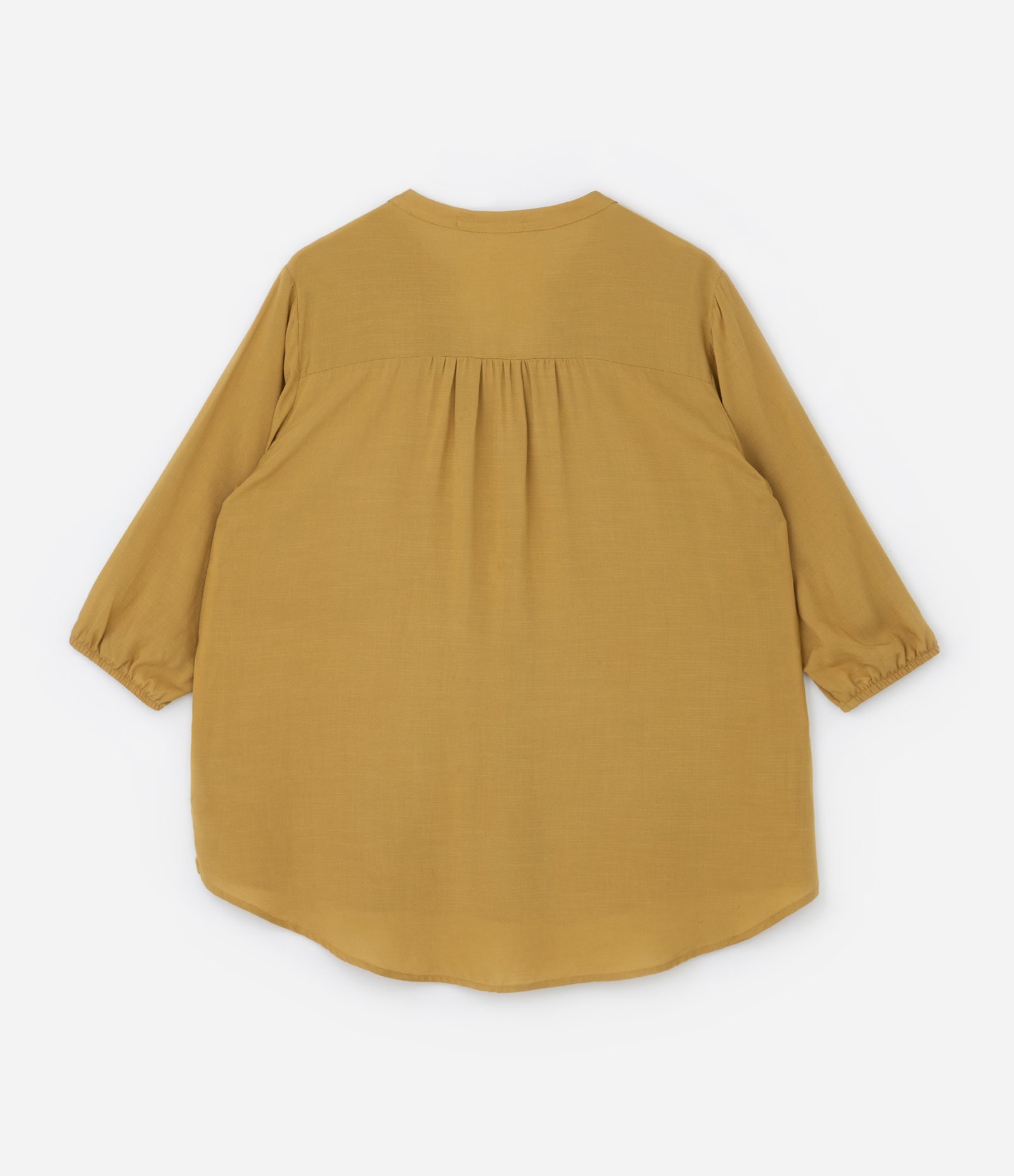 Blusa em Viscose com Meia Vista e Gola V Curve & Plus Size Amarelo 6