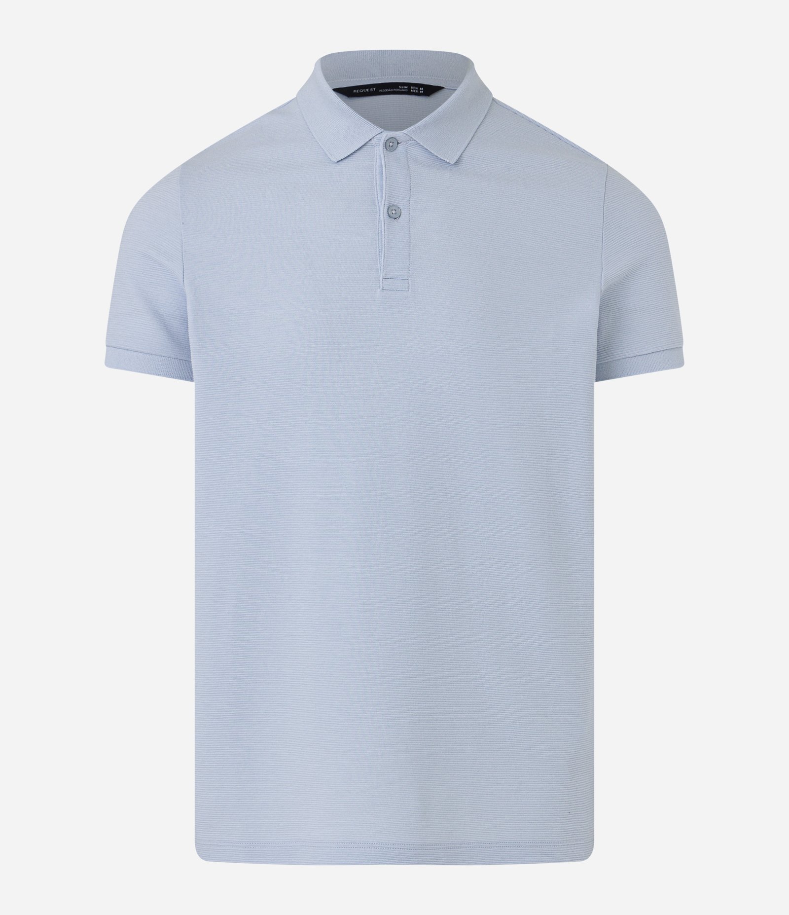 Camiseta Polo Slim com Botões e Textura Canelada Azul Claro 5