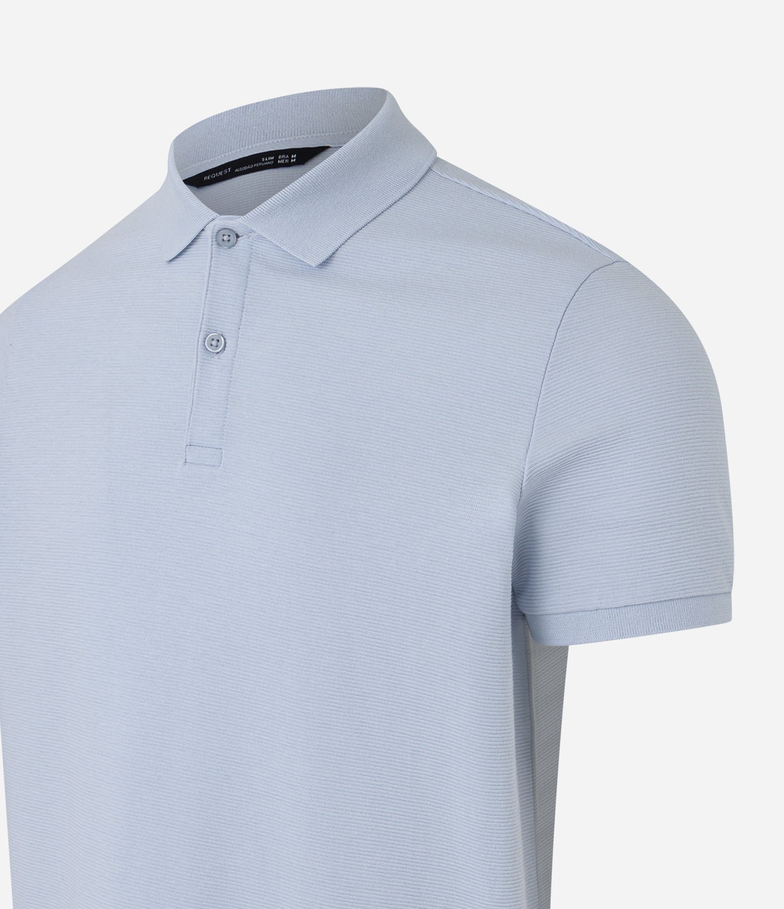 Camiseta Polo Slim com Botões e Textura Canelada Azul Claro 6