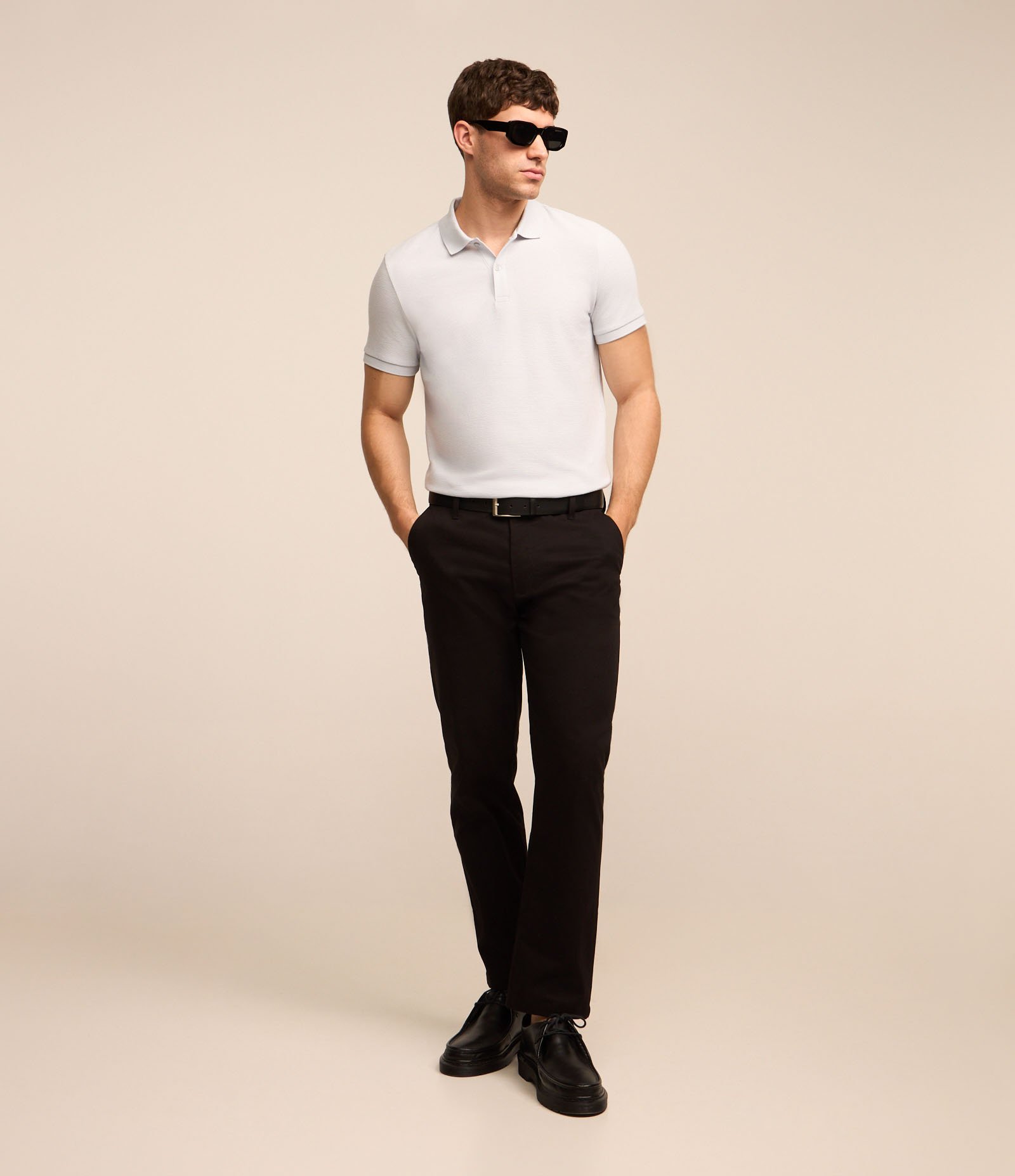 Camiseta Polo Slim com Botões e Textura Canelada Azul Claro 2