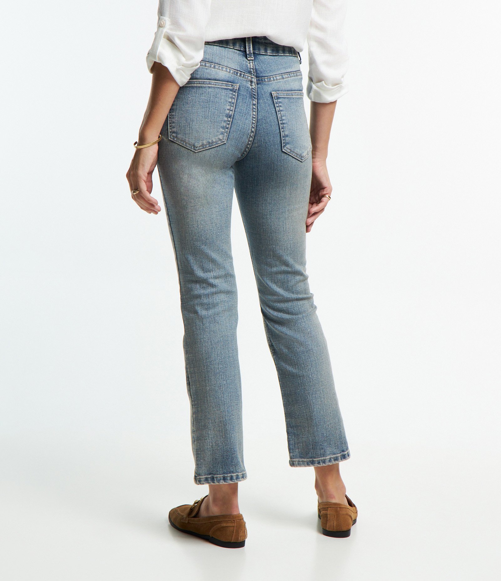 Calça Reta Cropped em Jeans Dirty Washed Azul 5