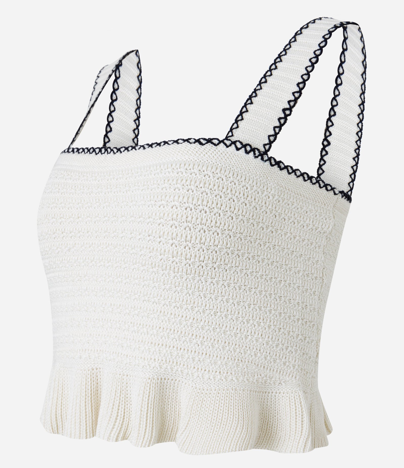 Blusa de Alça em Tricô com Pesponto e Babadinho na Barra Branco 6