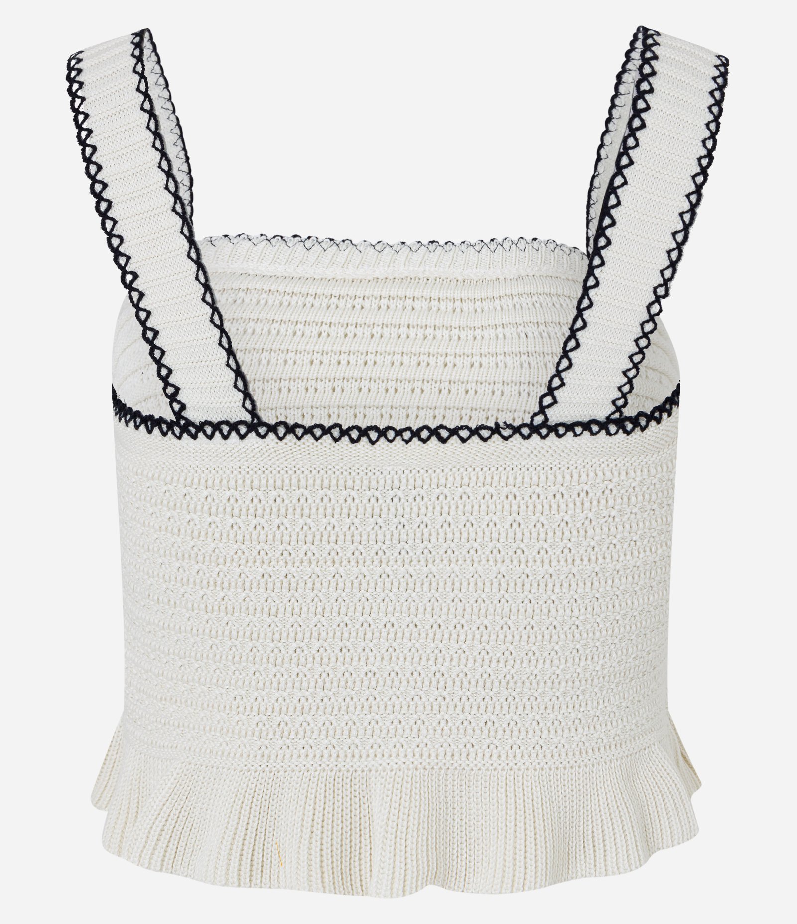 Blusa de Alça em Tricô com Pesponto e Babadinho na Barra Branco 7