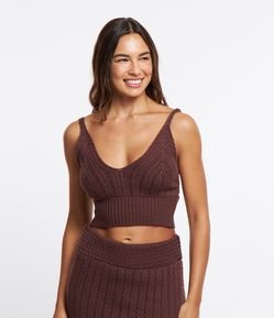 Blusa de Alça em Tricô Texturizado