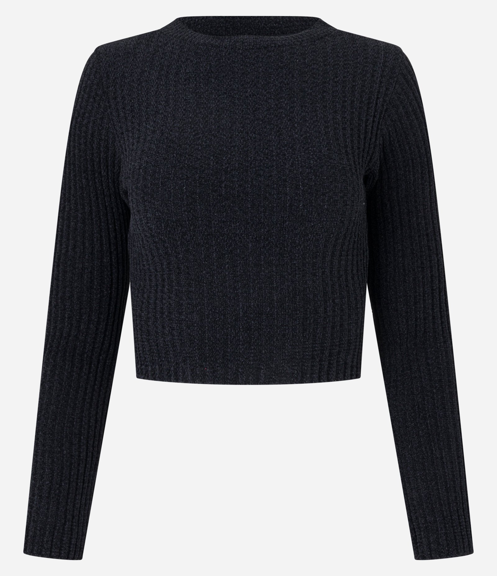 Blusa Cropped em Chenille com Texturas Preto 5