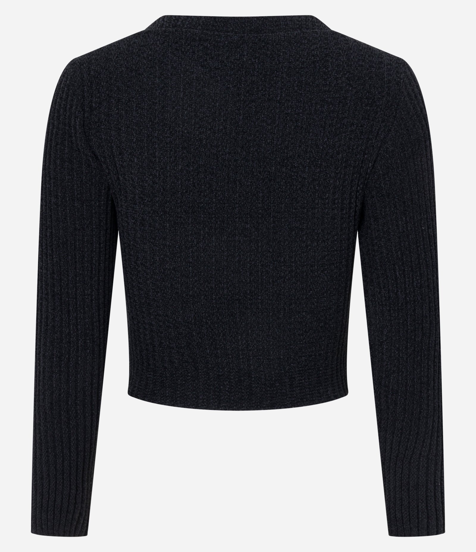 Blusa Cropped em Chenille com Texturas Preto 7