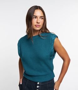 Blusa sem Manga em Tricô com Detalhe na Cava