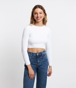 Blusa Cropped em Chenille com Texturas