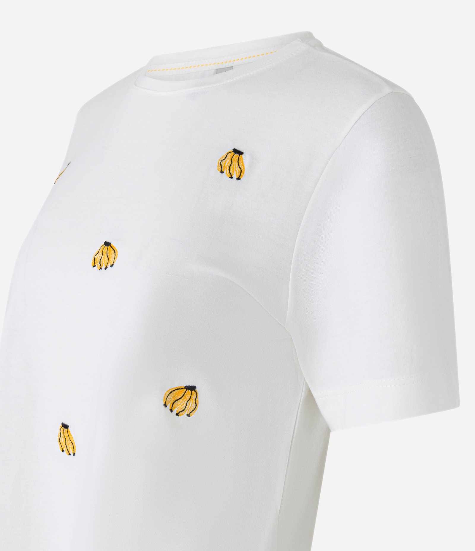 Blusa T-shirt em Algodão com Bordado de Bananinhas Branco 6