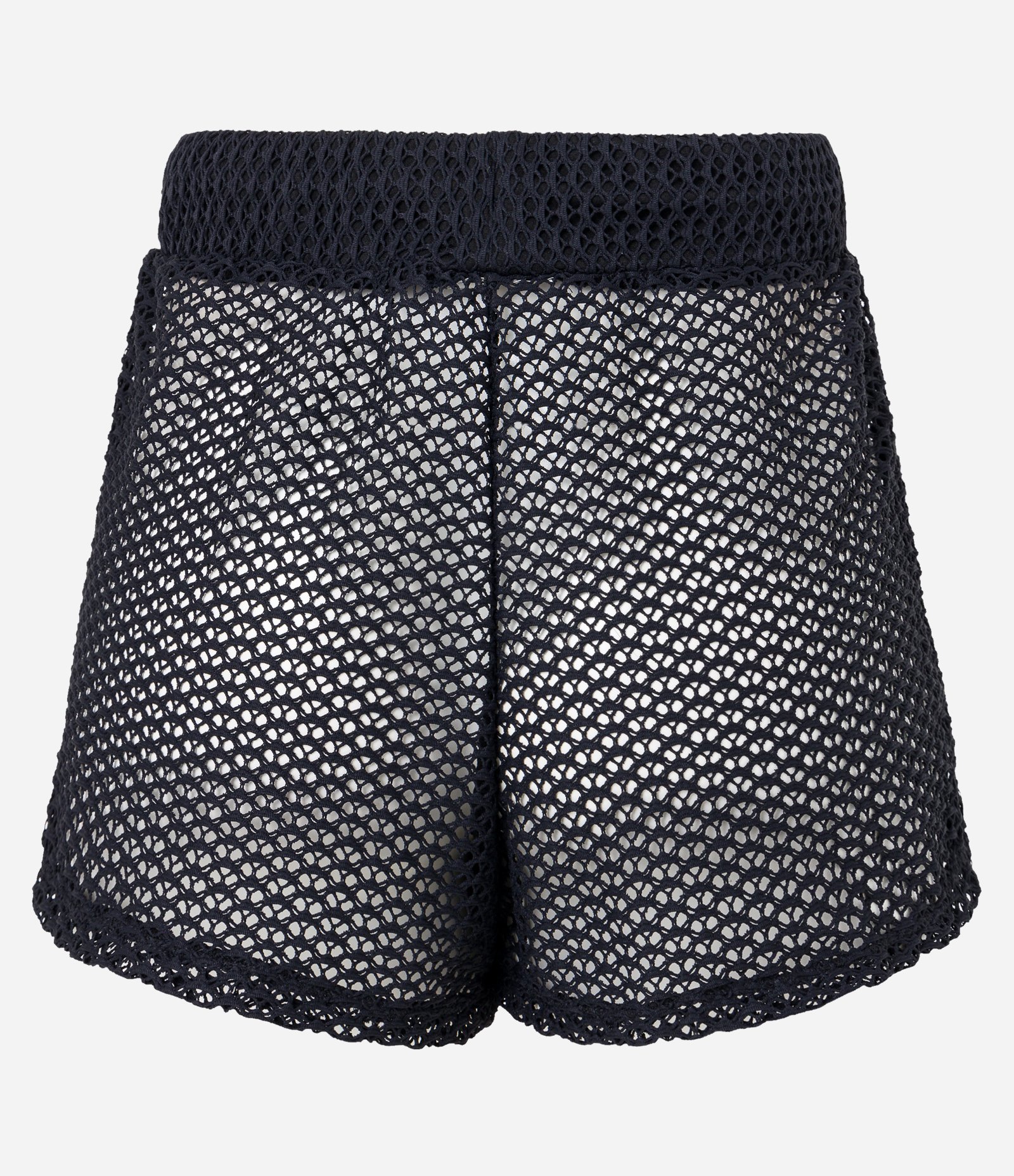Saída de Praia Short em Poliamida com Efeito Crochê Preto 7