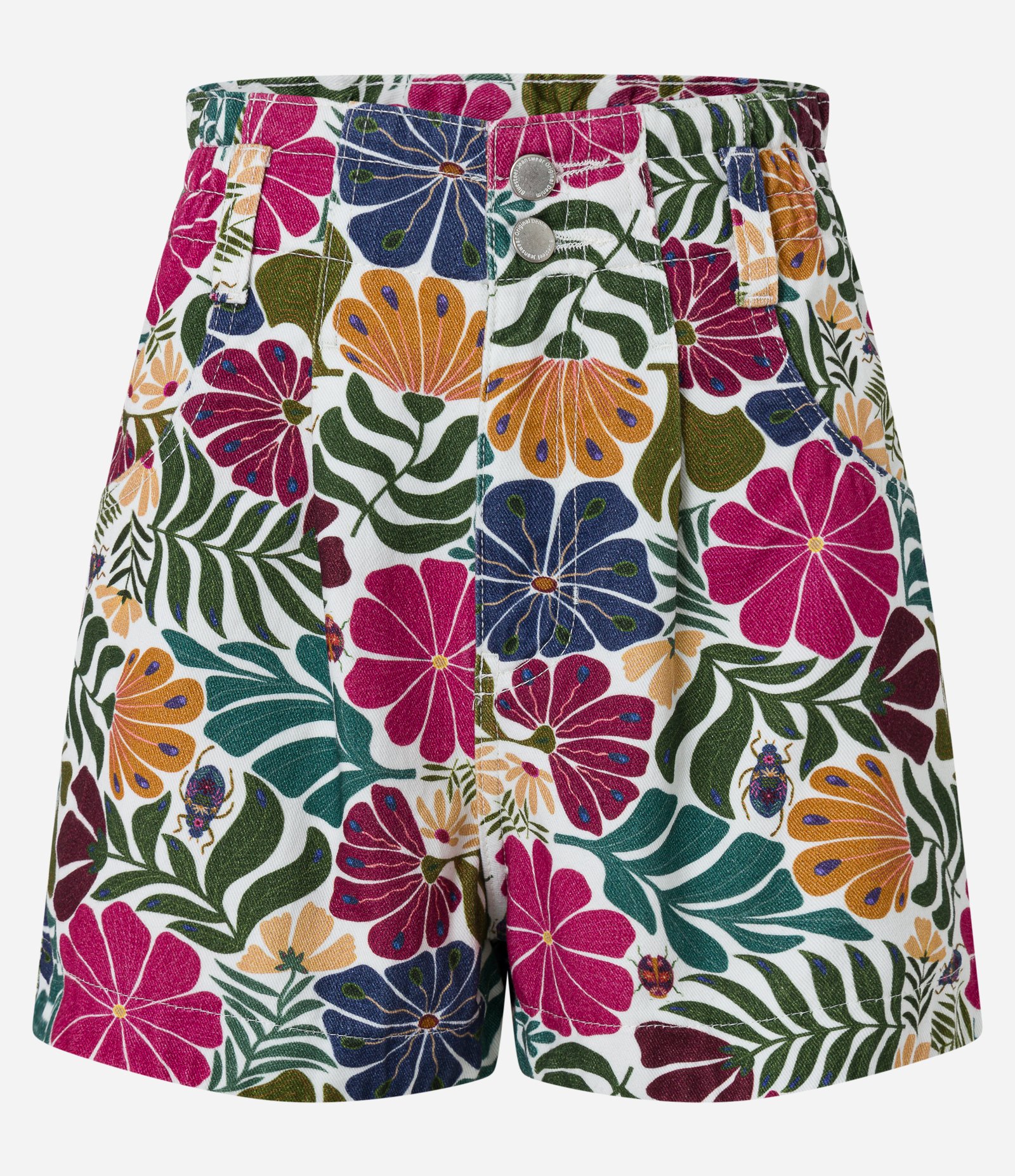 Short Baggy em Sarja com Elástico no Cós e Flores Coloridas Estampadas Multicores 5