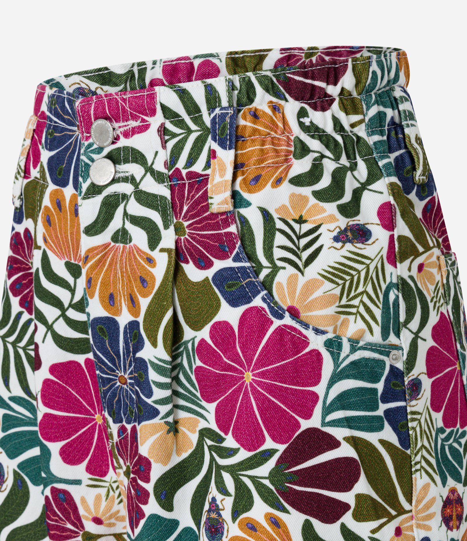 Short Baggy em Sarja com Elástico no Cós e Flores Coloridas Estampadas Multicores 6