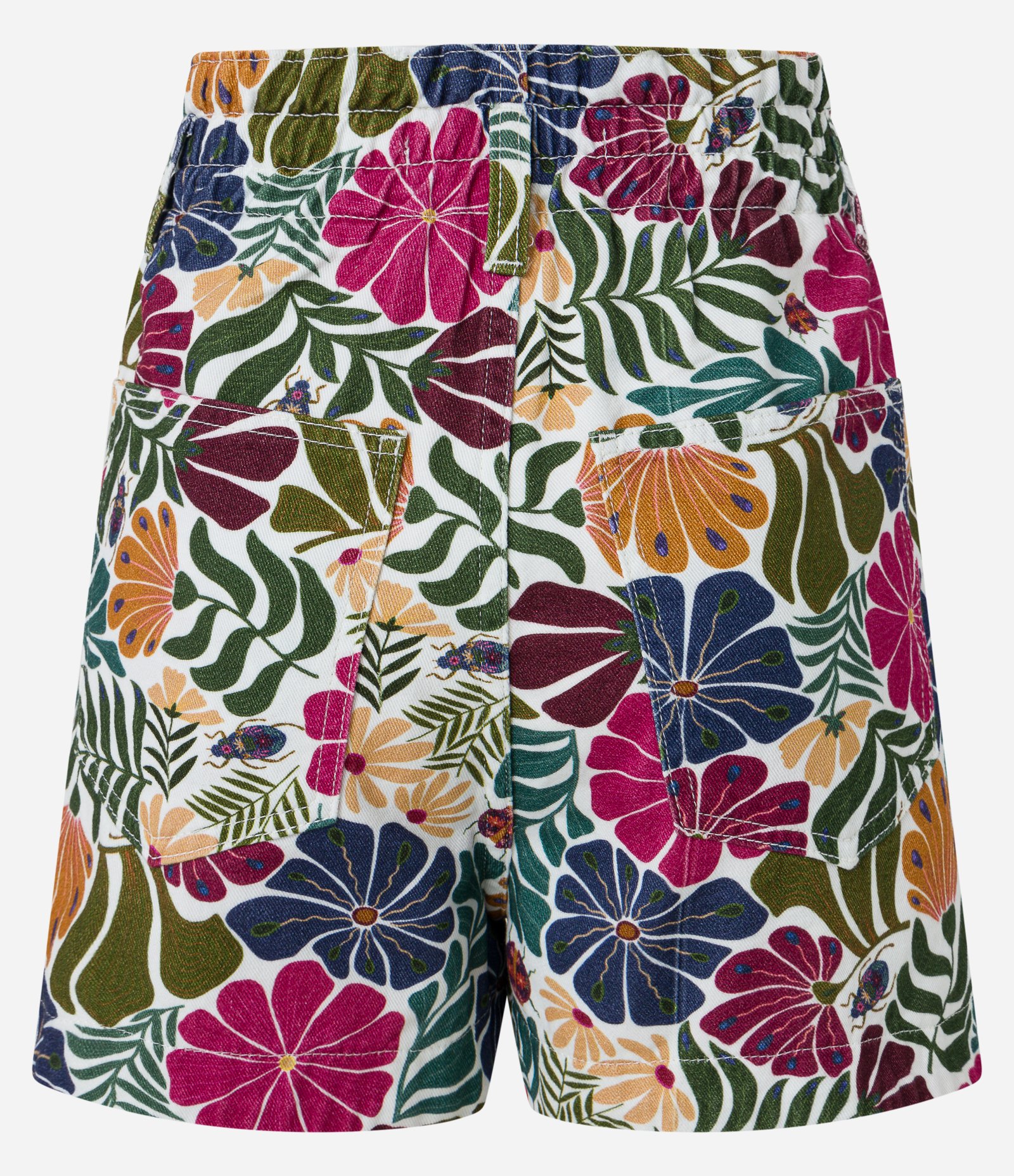 Short Baggy em Sarja com Elástico no Cós e Flores Coloridas Estampadas Multicores 7