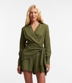 Macaquinho em Linho com Amarração e Franjas no Laço