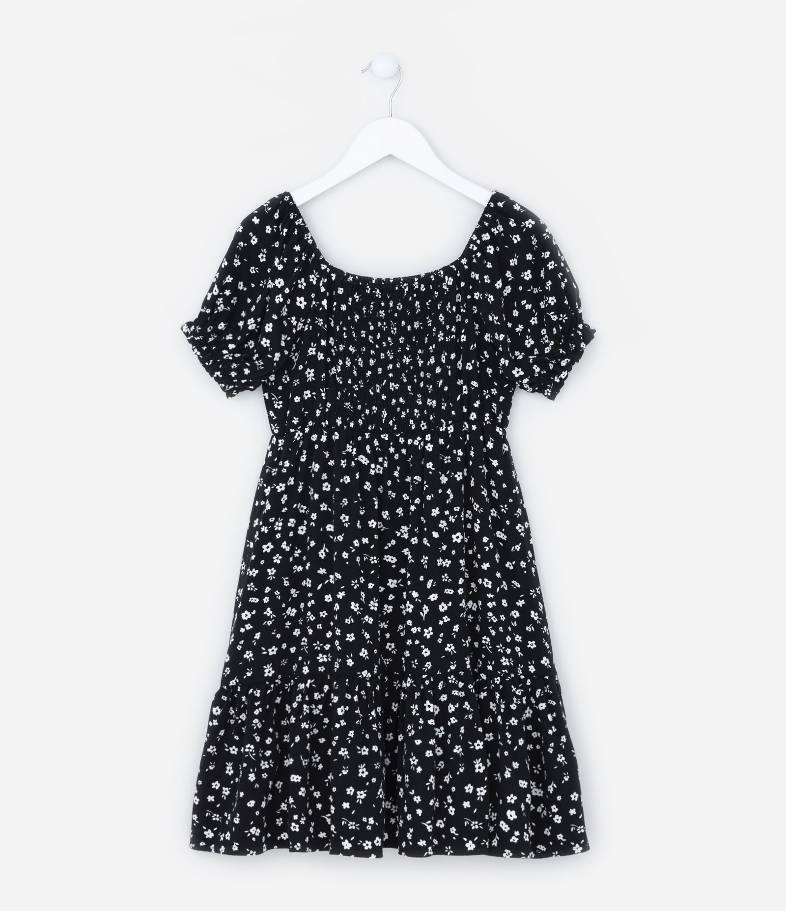 Vestido Infantil em Viscose com Estampa Floral - Tam 5 a 14 Anos Preto 2