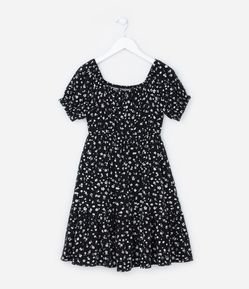 Vestido Infantil em Viscose com Estampa Floral - Tam 5 a 14 Anos