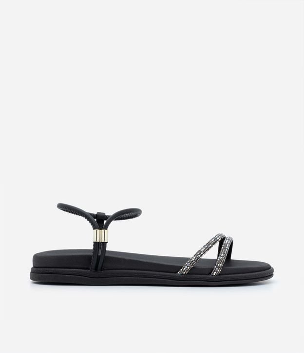 Sandália Rasteira em PU com Brilhos Beira Rio