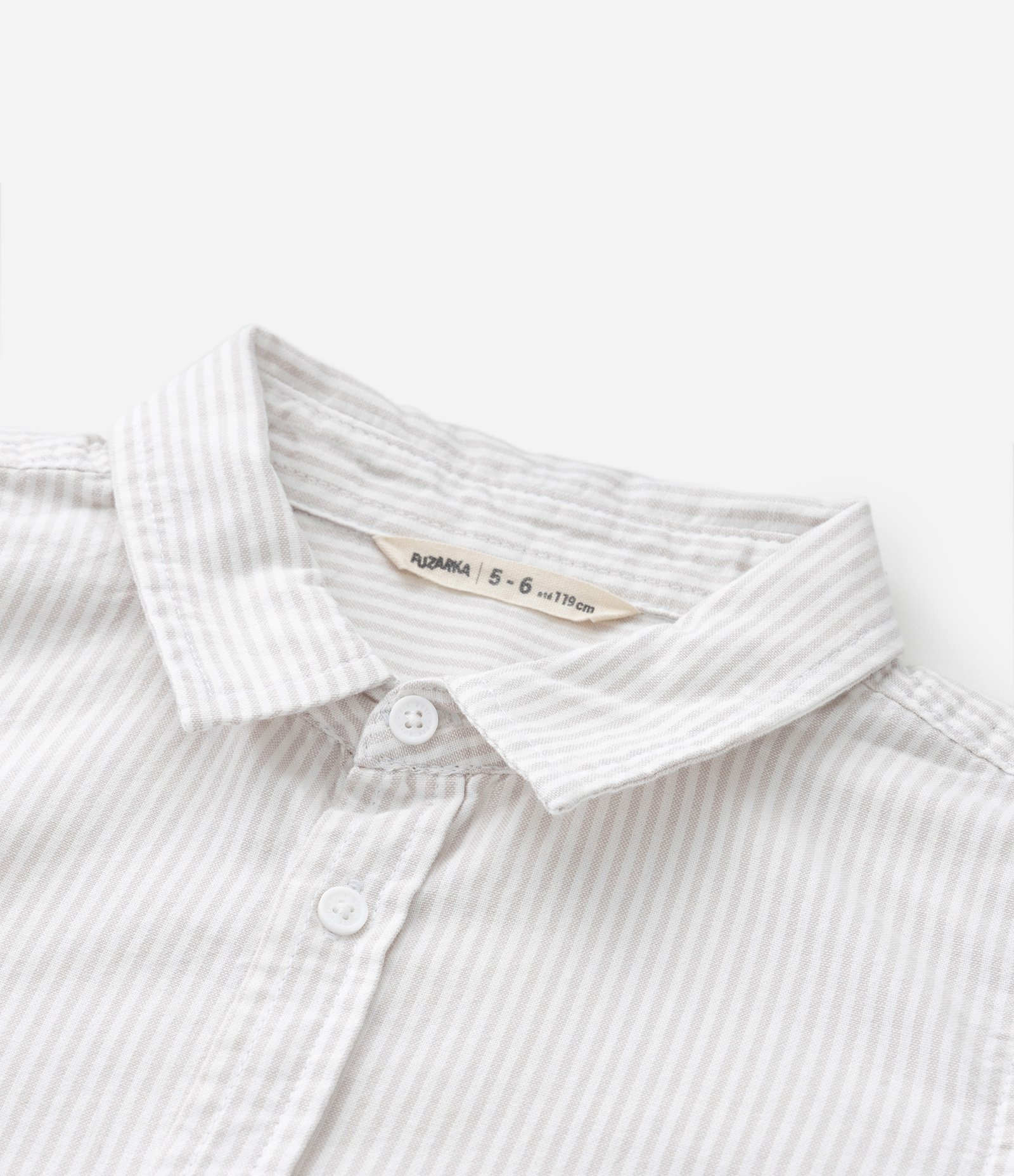 Camisa Infantil em Oxford Listrado - Tam 5 a 14 Anos Cinza 4