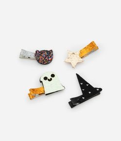 Kit 04 Presilhas de Cabelo Infantis Halloween