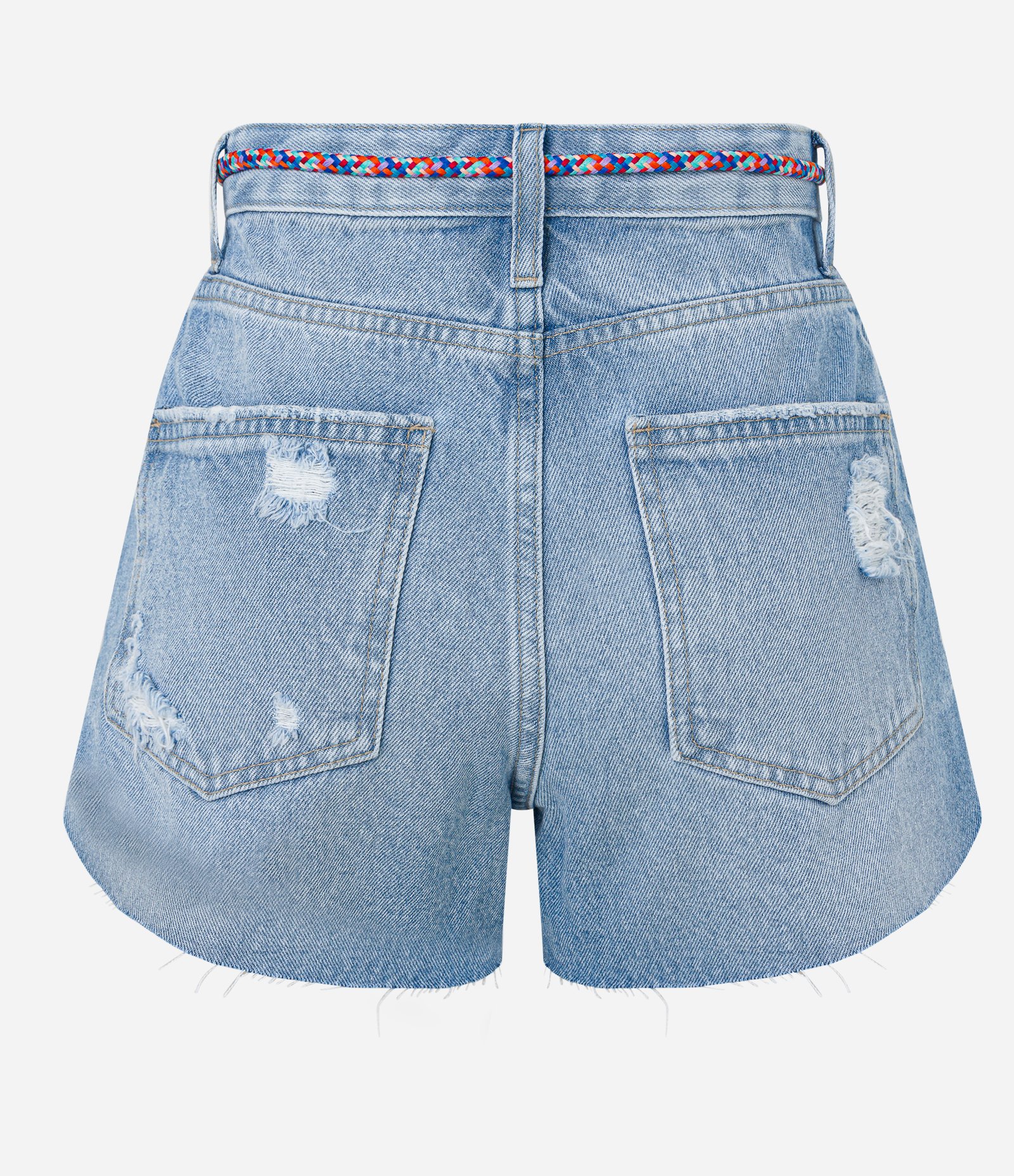 Short Cintura Alta em Jeans com Amarração de Cadarço Azul 6